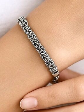 Italian 925 Sterling Silver Byzantine Bracelet 7” 9.68g Lobster Clasp